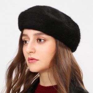 Rabbit fur beret hat